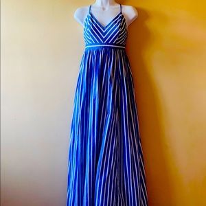 J. CREW Blue & White Maxi-Dress - Sz 0 - Excellent